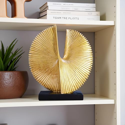Modern Abstract Round Decorative Sculpture , Dining Living Room Desk Decor,Geometric Home Decor Statues,Shelf Top Decor Aesthetics,making it perfect for placing coffee tables or office shelves,golden - color: 12.4"golden