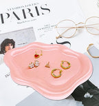 Ceramic Jewelry Dish for Women, Jewelry Tray Trinket Dish Vanity Tray, Cloud Jewelry Plate, Watch Keys Tray Ring Dish Holder for Mother's Day/Christmas/Thanksgiving/BirthdayGift, Spotted Pink - color: Spotted Matte Pink