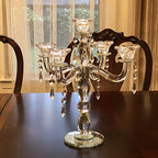 Allgala Crystal Candle Holder 5-Arm Taper Candlestick Crystal Candelabra - Centerpiece for Home Wedding Event and Party Festival - size: 5 Arm