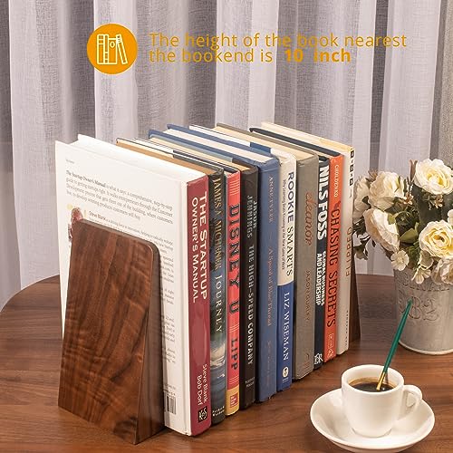 DRELIFAM Walnut Book Ends Heavy Duty Handmade Book Ends for Shelves Decorative Bookends to Hold Heavy Books (Black Walnut Wood Large) - color: Walnut Wood Large