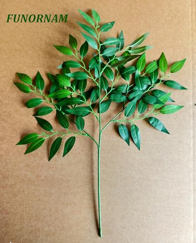 18Pcs Italian Ruscus Greenery Stems 26" Artificial Silk Greenery Leaves for DIY Wedding Arch Bouquet Filler Table Centerpieces Home Indoor Decor - color: Green 18pcs, size: 26 inch