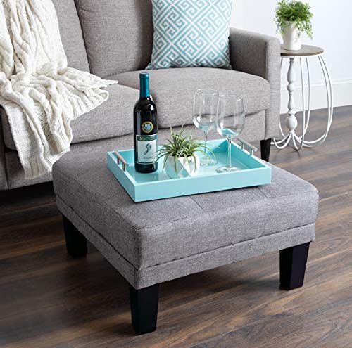 Kate and Laurel Lipton Decorative Tray with Polished Silver Metal Handles, Pastel Teal - color: Light Teal, size: 16.5" x 12.3" x 3.3"