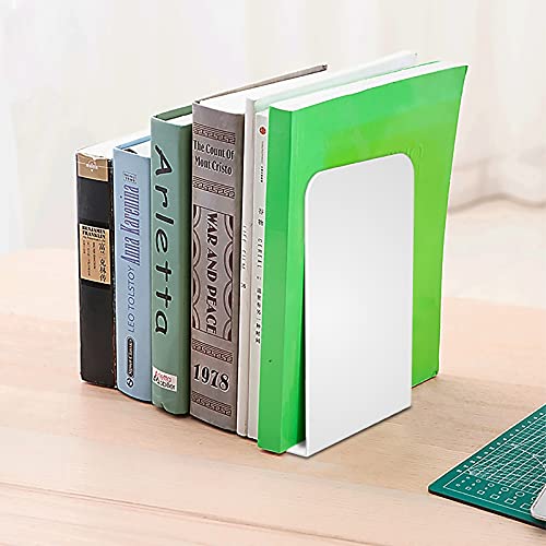 VFINE White Bookends 2 Pair, Metal Shelf Book Ends, Bookends for Shelves, Book Stopper for Heavy Books, Book Dividers for Home Office - color: White 2 Pairs Bookends