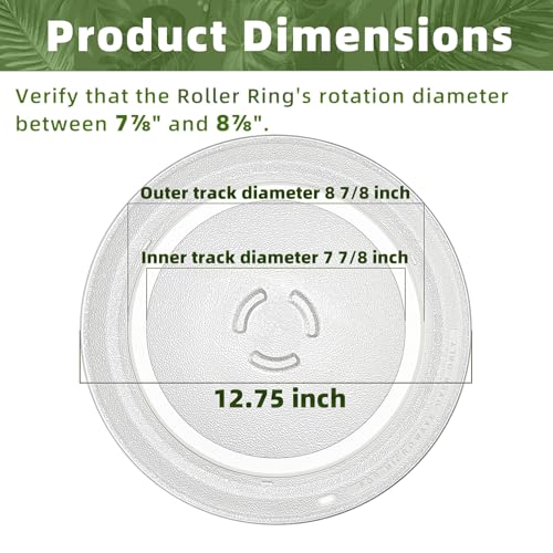 12.75" Microwave Plate Replacement for 481941879728 Whirlpool Microwave Glass Plate Compatible With 12 3/4 inch Whirlpool Microwave Plate - size: 12.75" Ring Shape Hole