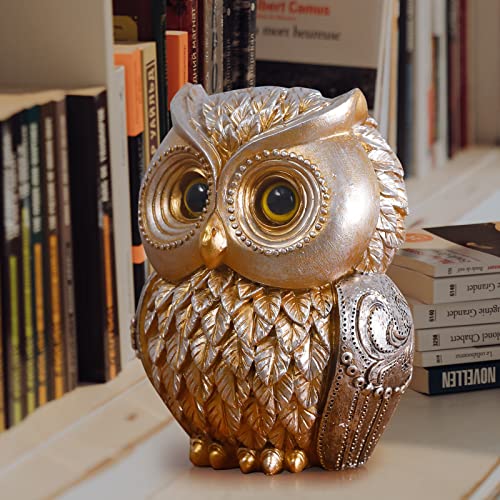 Artpaul Owl Decorations for Home Small Owl Decor Figurines Shelf Decor Home Office Living Room Decorations Birthday Gifts (Gold) - color: Style2-gold
