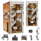 CCCDF DIY Book Nook Kit for Adults and Teens, Miniature Dollhouse Booknook Kit, 3D Wooden Puzzle Booknook Bookshelf Bookcase Model Build Kit Decor Alley with LED Light (Law Library) - style: Law Library