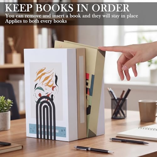 Chunful 2 Pcs Arch Hollow Metal Bookends Black Decorative Book Ends for Shelves Heavy Duty Book Stoppers for Heavy Books Home Office Library Study Kitchen Non Skid Design - color: Arch
