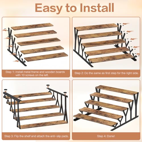 KALYLOC 5 Tier Wooden Display Riser Stand 13.8 Inch Metal Step Perfume Stand Organizer Tabletop Tiered Display Shelf Rack for Cologne Cupcake Spice Figures Cosmetics Candles (Brown, Y-Shape) - color: Brown, size: 5 tier-Y shape