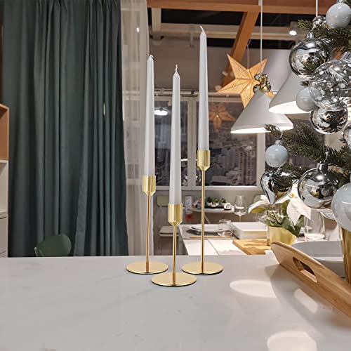 Set of 12 Candle Stick Candle Holder Gold Candlestick Holders Metal Taper Candle Holders for Wedding Tables Centerpieces Candlelight Dinner Home Decor(Candles not Include) - color: Gold, size: Set of 12 Pcs