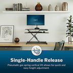 Vari VariDesk Essential Vertical Lift 30 Inch Standing Desk Converter - Compact Home Office Workstation for Laptop or Monitor + Keyboard Tray - Delivers Fully Assembled (Black) - size: Vertical Lift 30