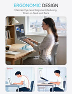 SOUNDANCE 360 Rotating Laptop Stand, Ergonomic Computer Riser for Desk, Adjustable Height Multi-Angle Metal Holder, Foldable Portable Notebook Elevating Base for Office & Home, Blue - color: Blue