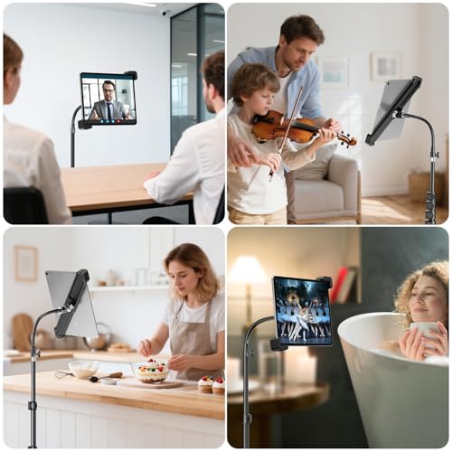 elitehood Aluminum Diagonal Design 72" iPad Tripod Floor Stand, Heavy Duty Adjustable Tablet Stand Holder, Flexible Gooseneck iPad Stand for Pro 13 12.9 11, Air, Samsung Tab and More 9-14.2" Devices - size: 9–14.2" · Diagonal Clamp