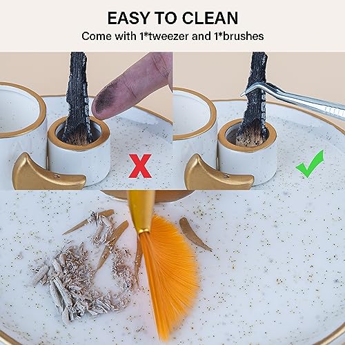 ZenBless Multifunction Incense and Candle Holder for Burning Sage, Palo Santo, Incense Sticks - 5.9" Ceramic Ash Catcher Tray for Meditation Room Home Decor Spritual Gifts (Gold) - color: Gold