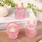 DARJEN 6 Pcs Pink Candlestick Holders - Glass Taper Candle Holders Tealight Votive Candle Holders for Table Centerpieces, Wedding, Dinner Party, Home, Gifts - color: Pink, size: 6Pcs