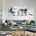 Prepeyssee White and Blue Abstract Canvas Wall Art for Living Room Bedroom Home Office Large Modern Grey Abstract Canvas Prints Picture Ready to Hang Size 20x40 - color: white, size: 20L" x 40W"