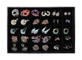 Wudygirl Velevt Stackable 30 Grid Jewelry Tray Display Rings Bracelet Earring Necklace Jewelry Tray Showcase Display Organizer (30 Grid) - color: Black 30 Grid, size: 1 Pcs