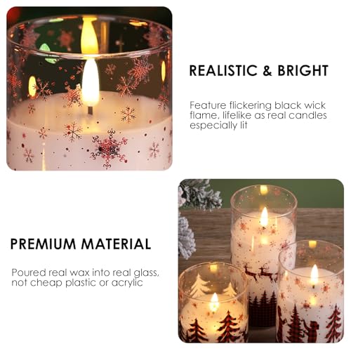Eywamage Christmas Flameless Pillar Candles with Remote, Red Buffalo Plaid Table Decor, Flickering LED Pillar Candles Set of 3 - color: Red Buffalo Plaid