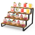 ELITEROO Wood Display Stand, 4 Tier Perfume Stand Organizer, Display Riser for Food, Tiered Cupcake Stand Risers, Table Display Shelf for Vendors Event, Candles, Tumblers, Soaps