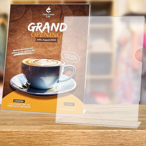 15 Pack Acrylic Sign Holder 8.5 x 11, L-Shape Clear Plastic Display Stand for Tabletop, Acrylic Stands for Flyers, Table Paper Holder, Vertical Sign Holder 8.5x11 for Restaurants, Office and School(Slant 15 Pack 8.5x11) - size: Slant 15 Pack 8.5x11