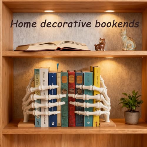The Skeleton Hand Bookstop, Skeleton Hands for Shelf Decor, Decorative Bookends for Shelves, Skeleton Bones for Book Stopper, Bookends Skeletons for Halloween (White, 1pcs) - size: 1pcs