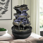 15.7" High Rock Cascading Tabletop Fountain, Zen Meditation Indoor Waterfall Feature with LED Light for Home Office Bedroom Relaxation - color: 15.7"