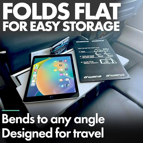 Flight Flap Airplane Tablet Holder, Flexible Cell Phone and Tablet Holder Extra Large 12x7”, Folding Cellphone Stand for Desk, Kindle, Bed, Airplane Gadgets Long Travel Essentials (Black) - color: Black, size: Extra Large