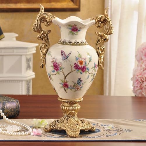 Tall Table Modern Vase,Large Ceramic Flower Vases for Shelf Home Decor,Creative Classic Pink Vase 16.5 inch,Sophisticated Vessel for Decorative Branches and Dried Flower. (Butterfly Flower) - color: Butterfly Flower