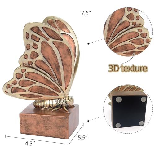 Vintage Brown Butterfly Bookends,Resin Book Ends for Shelves,Heavy Duty Decorative Bookends,Creative Book Stopper Holder Decor for Desk Home Office,Shelf Decoration,Gifts for Mother's Day - color: Brown