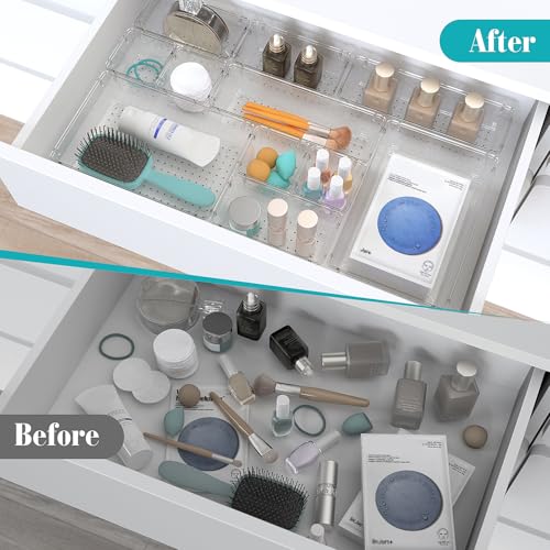 StorMiracle 28 PCS Clear Plastic Drawer Organizers Set, 4 Size Desk Drawer Organizer Trays for Makeup, Jewelry, Kitchen Utensils, Gadgets and Office Accessories - color: Clear, size: 28 PCS