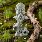 livelyfish Meditating Buddha Statue Zen Garden Statues Sandstone Thinker Buddha Sculpture Figurine for Fish Tank Aquarium Home Decorations, Gift (Fs) - size: Fs