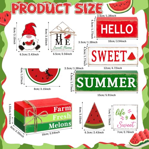 Vercraft 11 Pcs Watermelon Table Decorations Set Watermelon Tiered Tray Decor Summer Wooden Top Farmhouse Rustic Wooden Table Centerpieces for Home or Kitchen Office Decorations - style: Watermelon