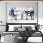 Prepeyssee White and Blue Abstract Canvas Wall Art for Living Room Bedroom Home Office Large Modern Grey Abstract Canvas Prints Picture Ready to Hang Size 24x48 - color: white, size: 24"L x 48"W