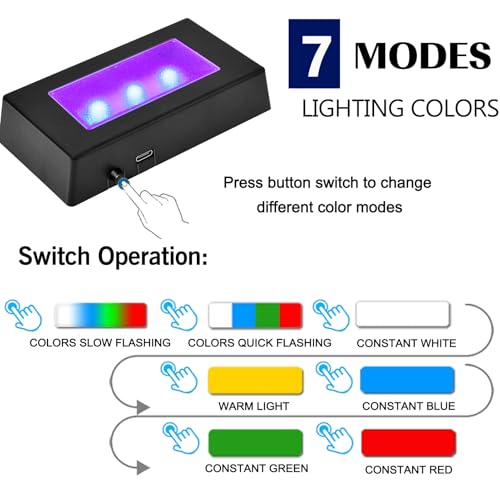 IFOLAINA LED Light Base Multicolor Rectangle Display Stand for Crystal Art Lighted Up Pedestal Color Changing Small LED Base for 3D Glass Home Holiday Party Decor