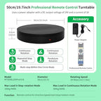 Super Heavy Duty Remote-Controlled Motorized Turntable,Motorized Rotating Display Stand,Speed-Adjustable Rotating Platform,Human 3D Scan Electric Turntable for Scan,Showcase(19.7in/Black) - size: 19.7inch/Black/700Lbs Load