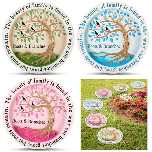 Cinnvoice 3 Pack Garden Stepping Stone Outdoor, Decorative Dimensional Resin Stepping Stones for Patio Pathway Landscaping Walkway Sculpture Yard Backyard Lawn(Tree of Life,10 Inches) - size: 10 Inches, style: Tree of Life