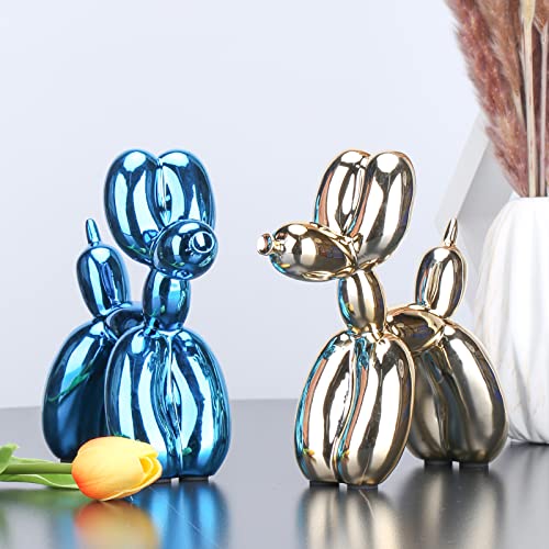 Blue Balloon Dog Decor,Balloon Animal Decor,Shelf Decor Preppy Room Decor,Cute Statue Home Decor, Bedroom Modern Sculpture Desk Decor,Office Gold Decorations Small Figurines - color: Blue, size: 9.8*9.8*3.5inch