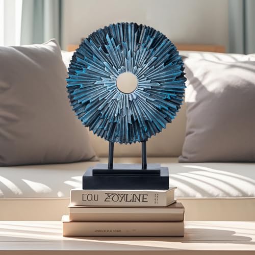 EZ4ENCE Round Statue HomeDecor Kitchen, Modern Decorative Sculpture Decorations for Living Room Coffee Table, Office Decor Shelf, Center Tabletop Decoration (Blue) - color: Silver&blue