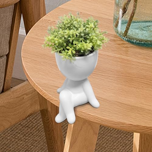 Zerzsy Fake Succulents for Office Decorations for Work Desk Women Fake Plants Office Decor - Small Plants for Work Cubicle Decor - Desk Decorations for Women - Set of 1 - color: White-d