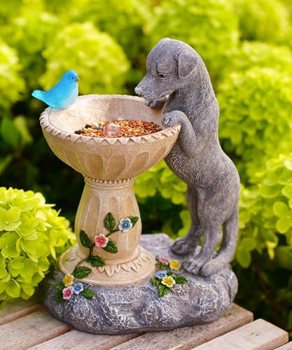 Dachshund Dog Statues for Bird Bath: Outdoor Sculptures for Garden Lawn Patio Yard Balcony Porch - Unique Gifts for Mother Grandma Women - color: Dog