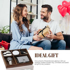 MultiBey 5-Slot Walnut Valet Tray Organizer | Wooden Valets Tray for Nightstand, Dresser & Desk |EDC Catchall Trays with 5 Sections for Jewelry, Wallet, Watch, Keys, Earbuds (Walnut) - color: Walnut - 5 Compartments