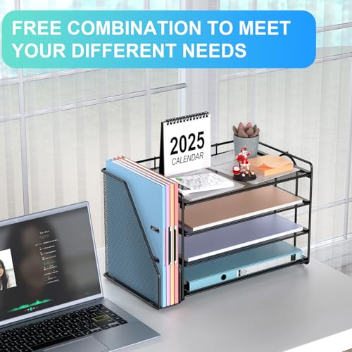 gianotter 4-Tier Paper Organizer With Magazine Holder, Desk Organizers and Accessories, Desk Accessories & Workspace Organizers, File Organizer for Office Supplies Storag (Black, 4-Tier) - color: Black, size: 4-Tier
