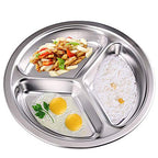 304 Stainless Steel Sectioned Dinner Plates Set of 2 Divided Plates 11 inches with 3 Compartments Mess Trays Food Plate for Adults, Campers, and for Portion Control Metal plate - size: 11 Inch (3 Sections)