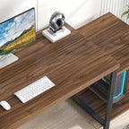 FOLUBAN Large Computer Desk, 63 Inch Home Office Desk with PC Tower Stand & Printer Space, Study Writing Gaming Table Workstation for Bedroom Living Room, Walnut - color: Walnut