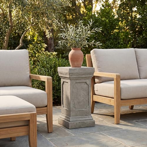 Christopher Knight Home Classic Square Flower Stand 19.25" Pedestal Plant Stand Indoor Outdoor Display Table for Ferns Orchids Sculptures with MGO Construction Brushed Finish, Light Gray - size: 19.25"