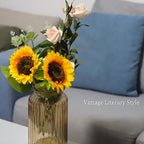 OFFIDIX Glass Vase,7.3 * 4.3in Vertical Line Geometric Faceted Design Flower Vase - color: Yellow