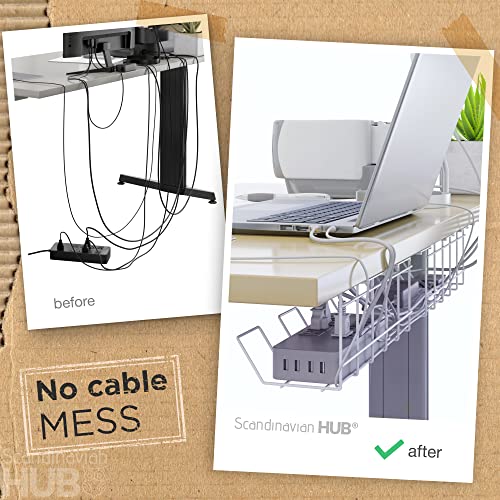 Compact Under Desk Cable Tray Organizer – Wire Management Set, White (2-Pack, 12") - color: White, size: 12in (2-Pack)