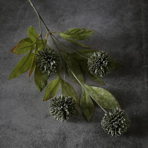 VIERENA 6 Pcs Faux Silk Pompon Mum Artificial Flowers for Vase -27", Bulk Fake Chrysanth Branches with Stems for DIY Bouquet Centerpieces Wedding Fillers Arrangements Shower Decorations (Dark Gray) - color: Dark Gray