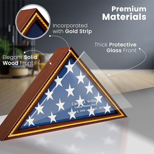 Officially Licensed U.S. Army Flag Display Case – Solid Wood Military Flag Case with Personalized Engraving – Veteran, Memorial & Retirement Gift – Fits 5’ x 9.5’ Folded Flag (Black) - color: Black