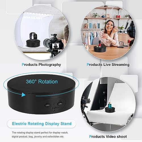 Motorized Rotating Display Stand, 5in/11lbs Load, 360° Rotating Platform for Jewelry Watch 3D Models Cake, Electric Spinning Display Stand for Live Show, Products Video shoot
