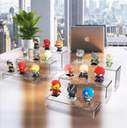 6 PCs Risers Display Stands 3 Tiers Desktop Acrylic Shelves Cake Dessert Holder Products Stand for Collectibles Shoes Jewels Pop Figure (Clear) - color: Clear